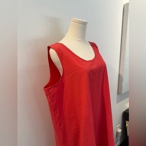 Eileen Fisher Red Sleeveless Sundress Scoop Neck High Low in watermelon /orange